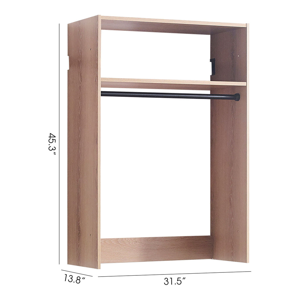 Wall Mounted Wood Closet System with Modular Units – White or Light Brown