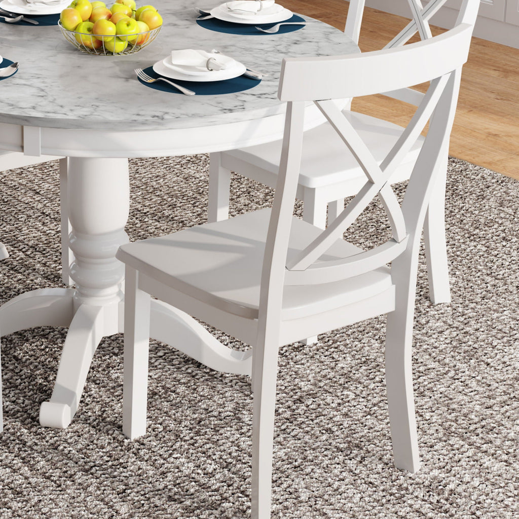 Solid Wood 5 Piece Dining Room Set with Table and 4 Chairs - White or Dark Gray