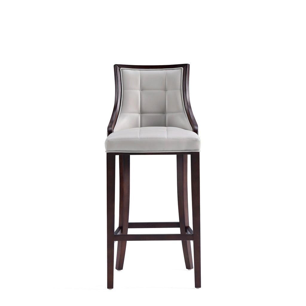 White Bar Height Stool with Solid Wood Frame - Traditional Design