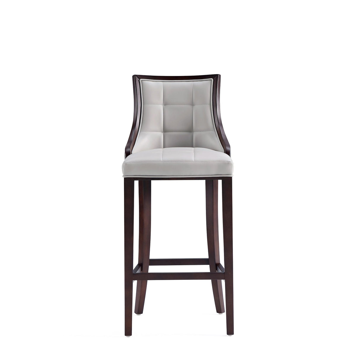 White Bar Height Stool with Solid Wood Frame - Traditional Design