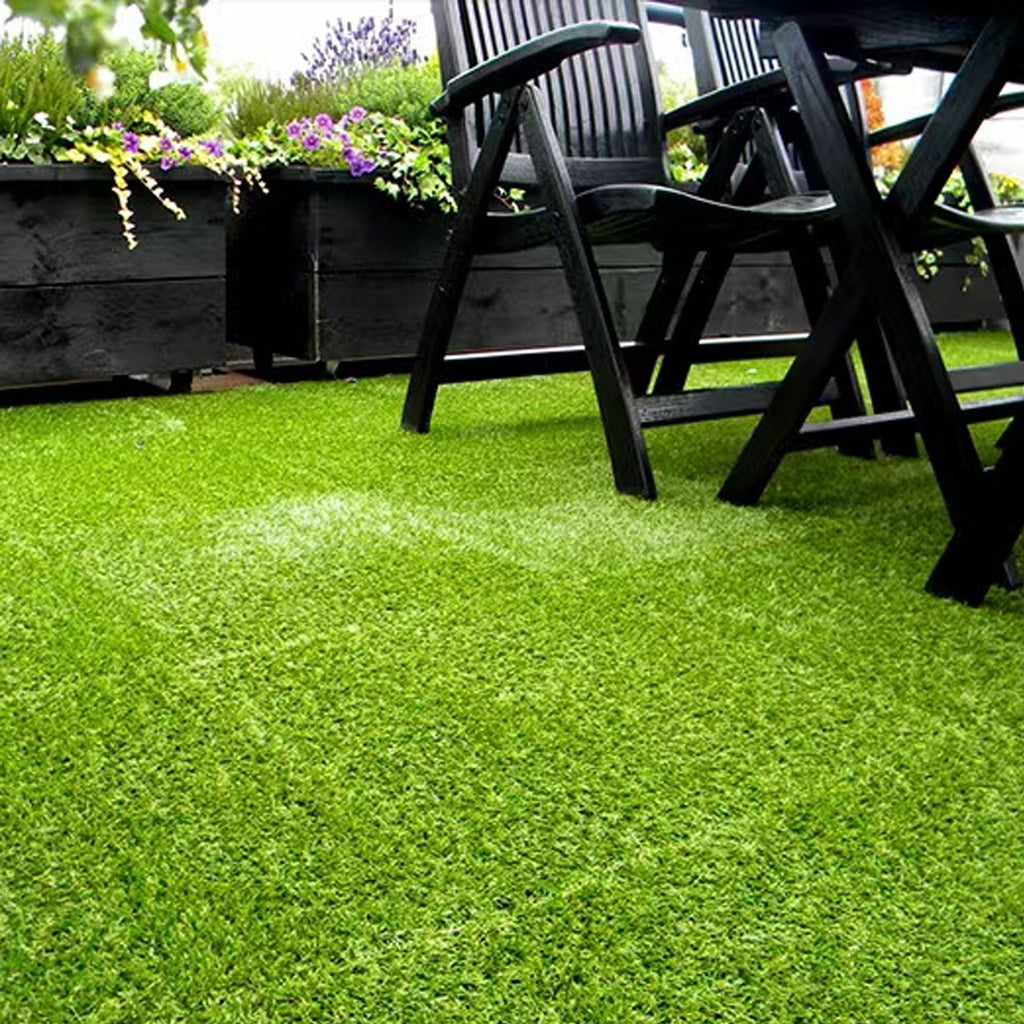Artificial Lawn Interlocking Grass Tiles with Snap-Together Design - Green