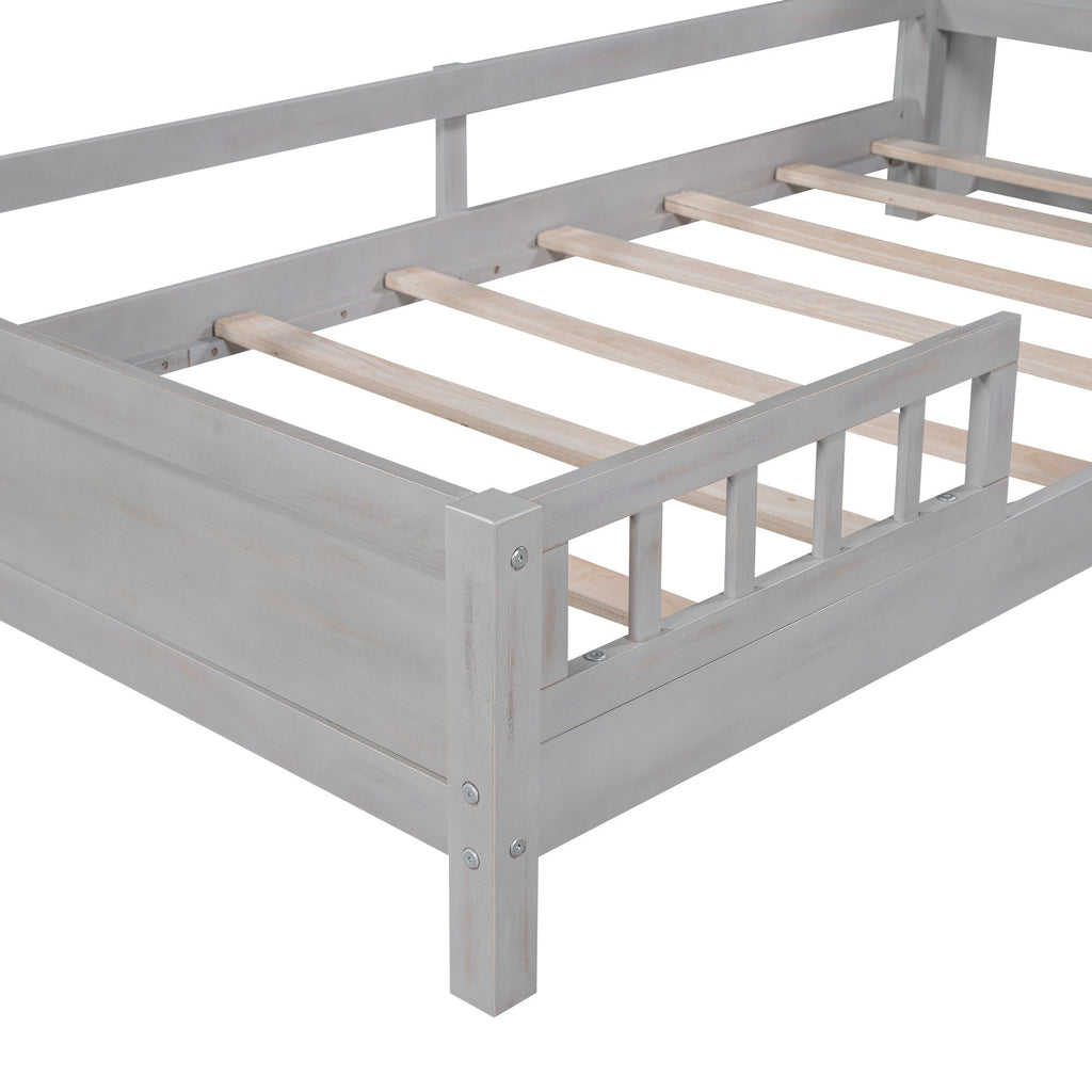 Wood Platform Storage Bed with LED Light & Storage Headboard - White or Dark Gray