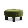 Round Footstool Ottoman with Tufted Upholstery - Olive Green