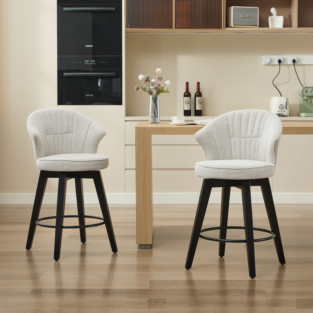 Wing Back Swivel Bar Stools with Adjustable Leveling Feet - Dark Gray or White
