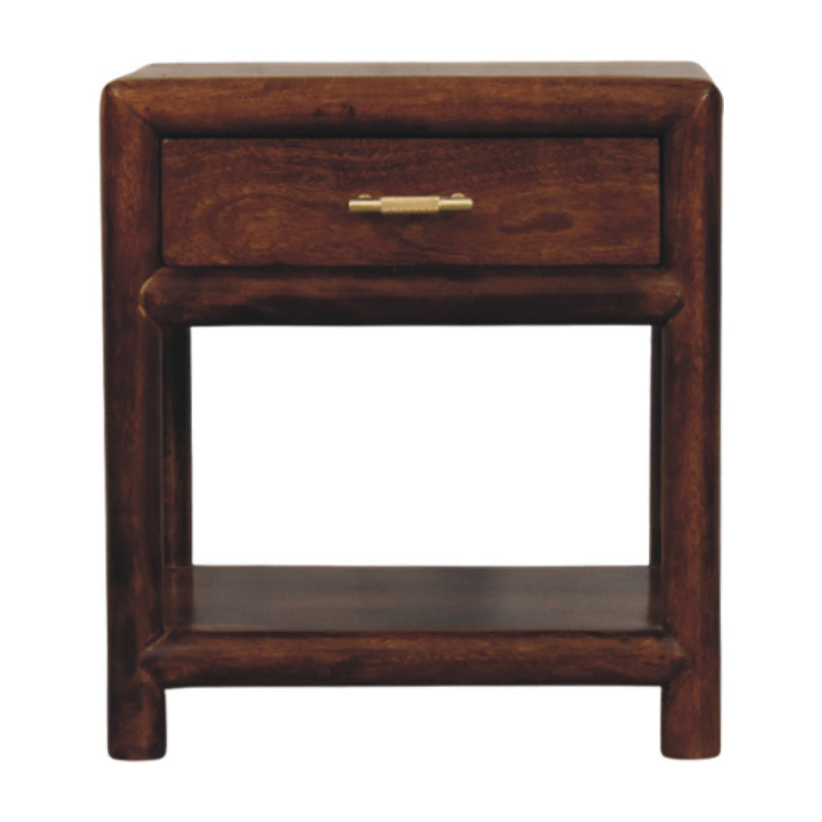 Solid Wood Regency Nightstand with Drawer and Open Shelf - Chestnut