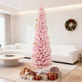 Snow Flocked Artificial Christmas Tree with Pencil Shape - White