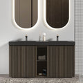 Galan 60" Smoked Oak Bathroom Vanity with Dual Soft-Close Doors - Oak