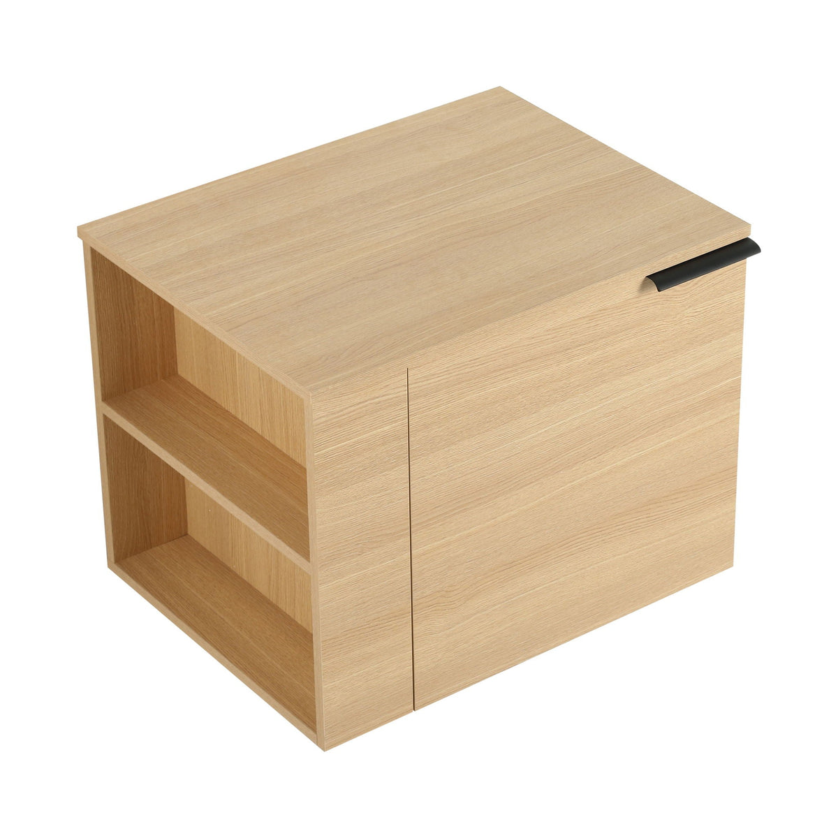 Modern Bathroom Vanity with Side Storage - Light Brown or White