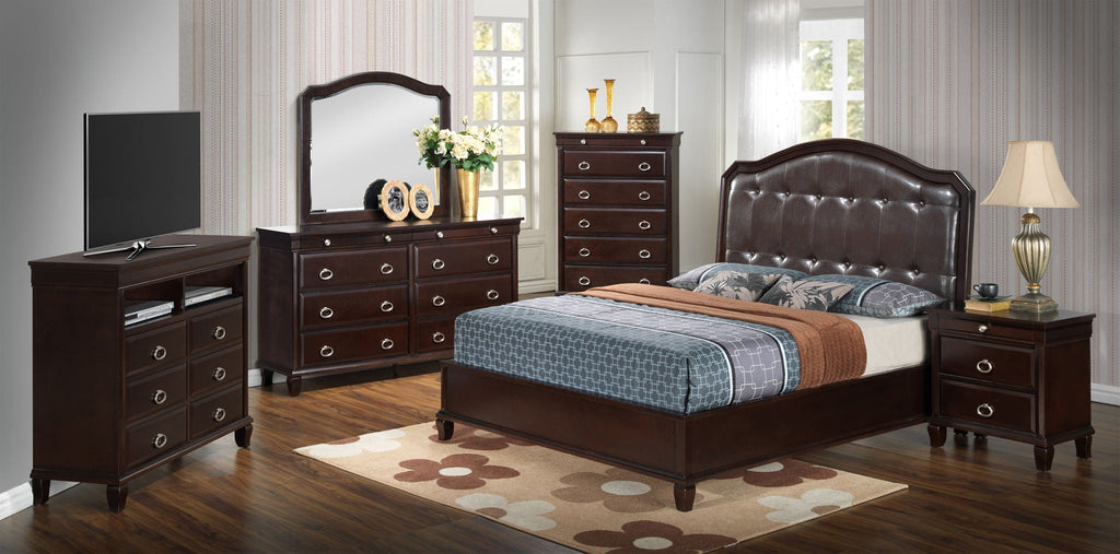 Transitional Panel Bed with Timeless Design - Dark Brown