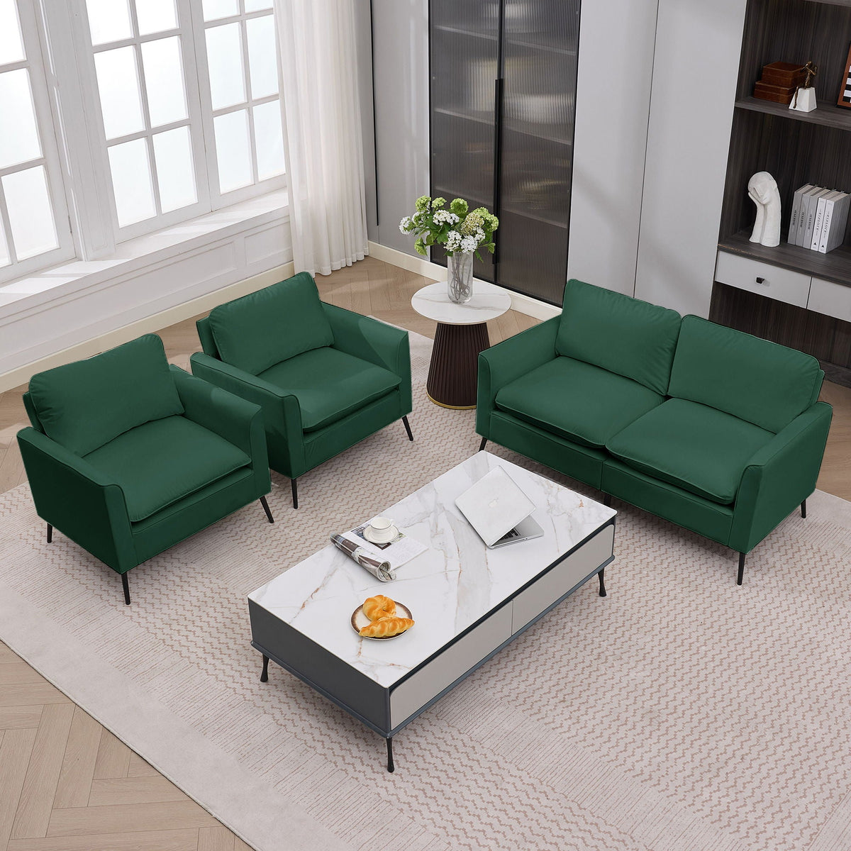Upholstered Loveseat with Plush Headrest - Multiple Colors