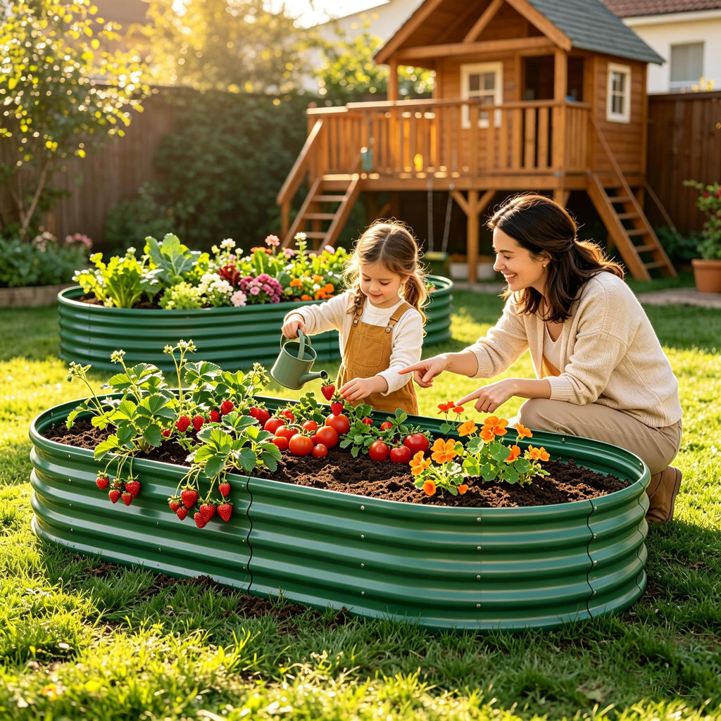 Galvanized Raised Garden Bed with Rust-Resistant Finish - Metal