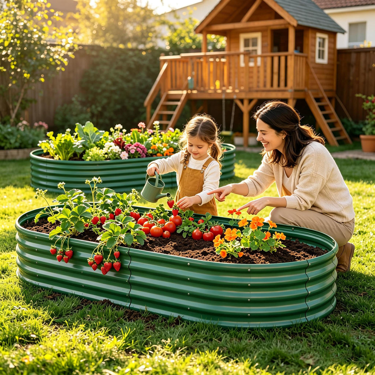 Galvanized Raised Garden Bed with Rust-Resistant Finish - Metal
