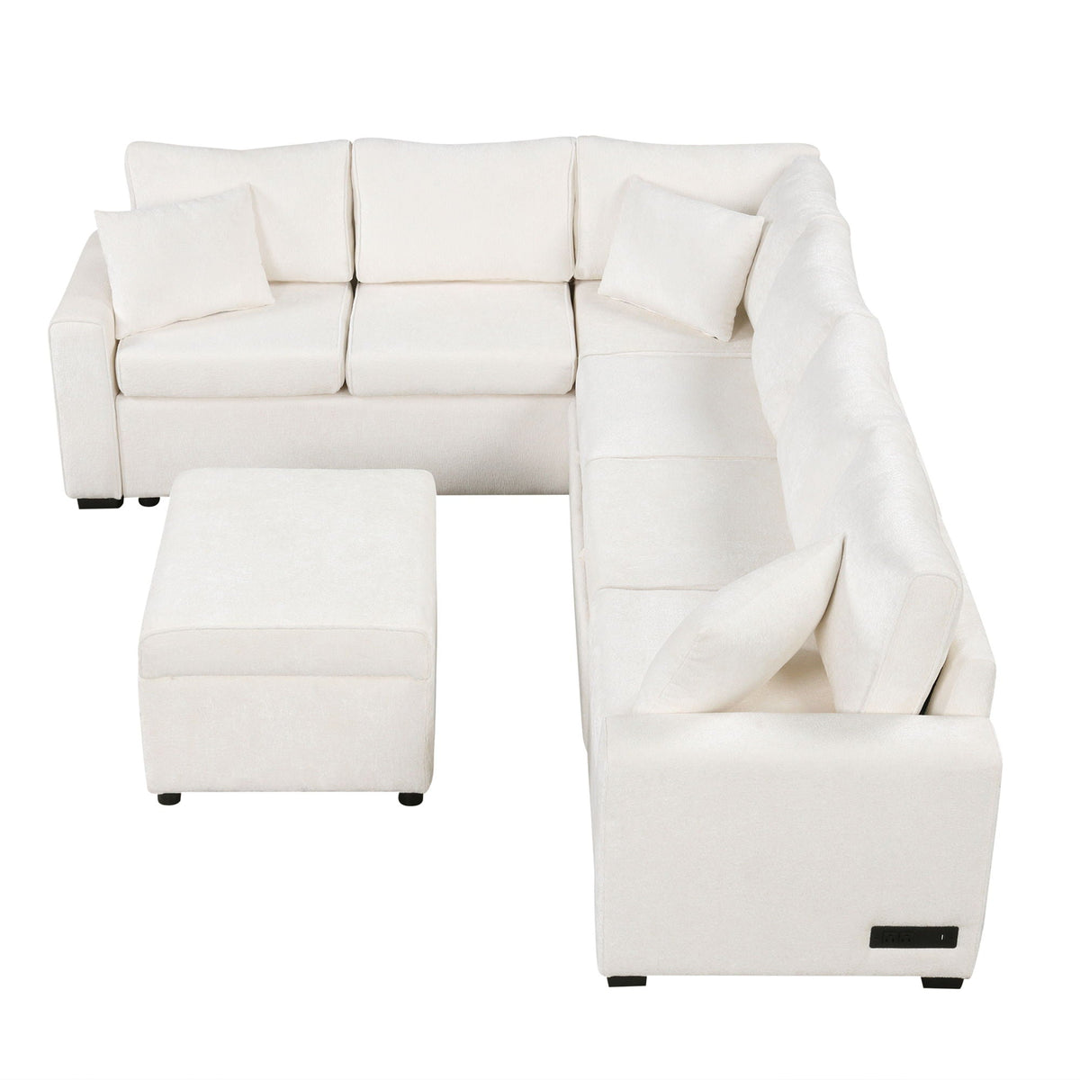 Sleeper Sectional Sofa with Storage Ottoman and USB Charging - White or Dark Gray