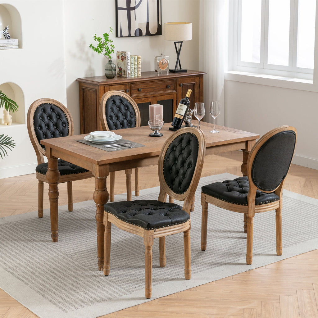 French Style Solid Wood Dining Chair with Nailhead Trim - Multiple Colors