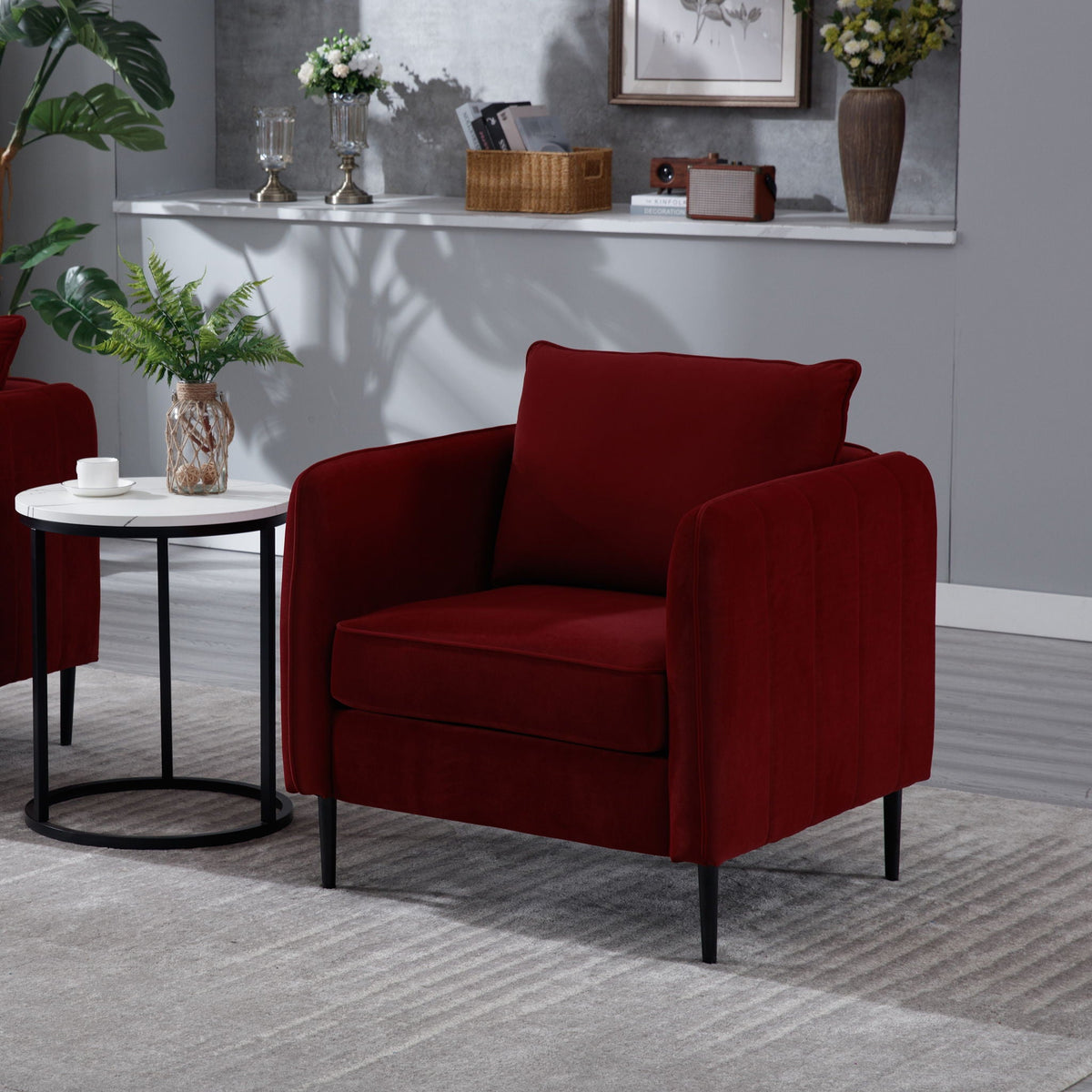 Accent Chair with Removable Pillow - Dark Green or Dark Red