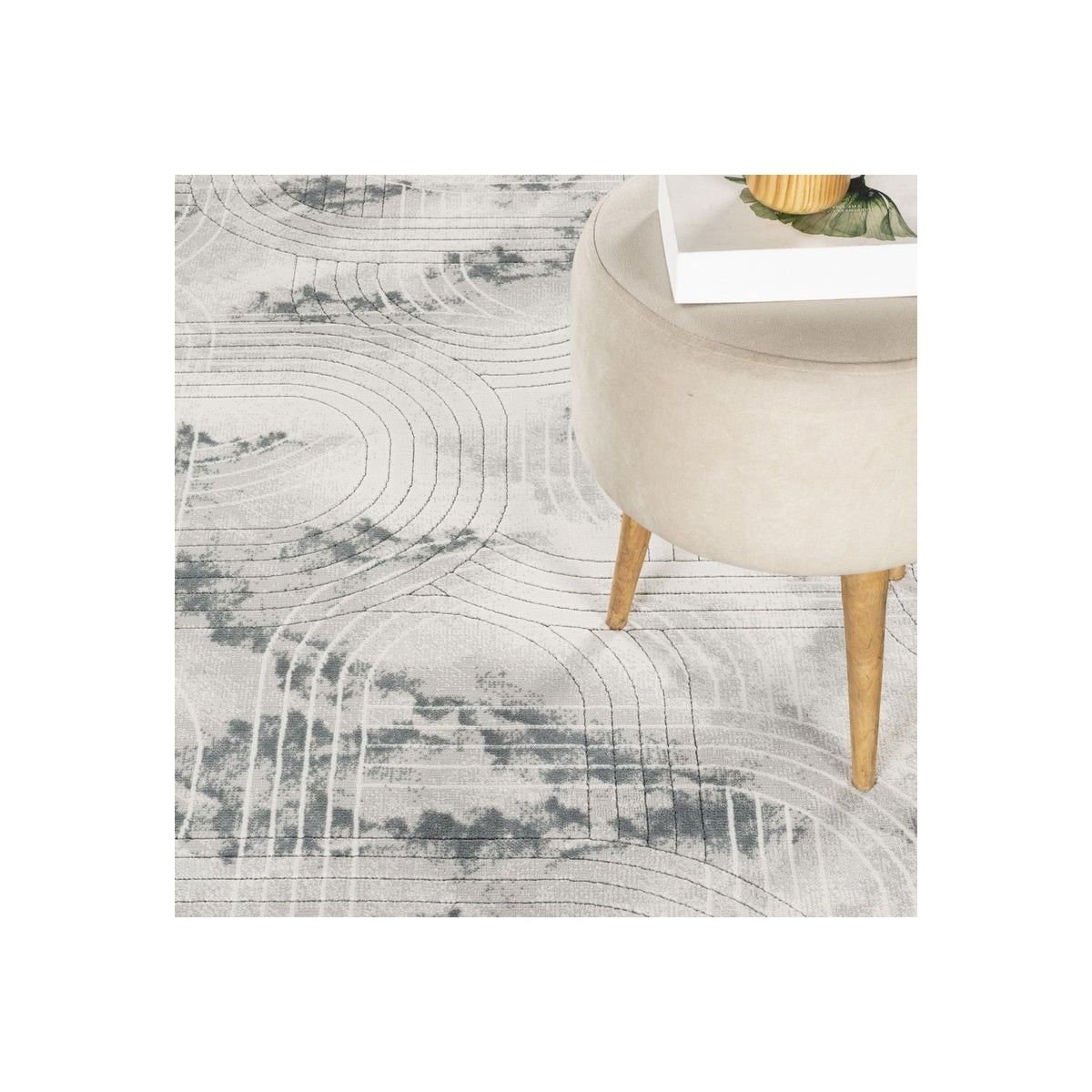 Geometric 3D Effect Area Rug with Ultra-Soft Durable Fibers - Gray