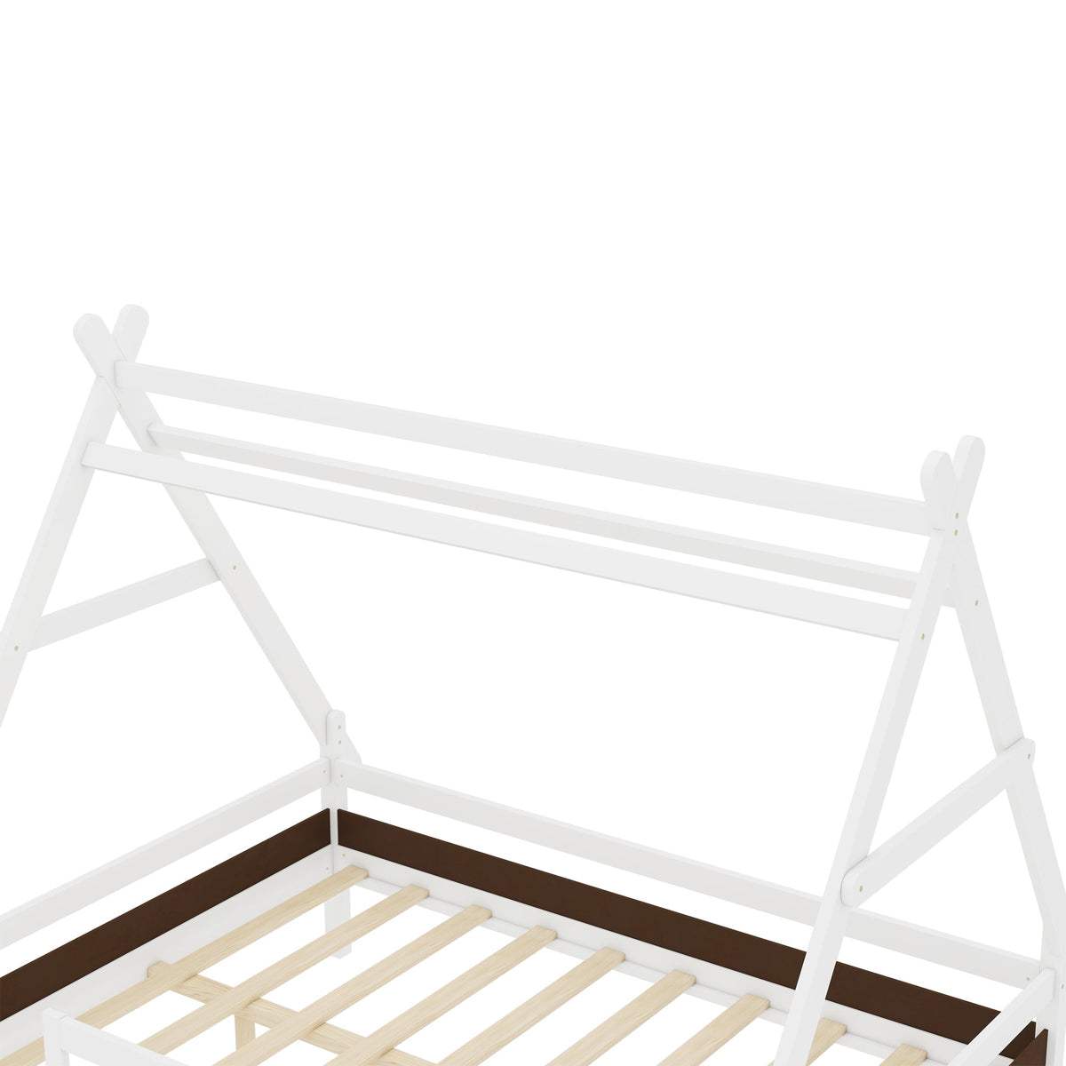 Full House Platform Bed with Stairs - Solid Wood Frame
