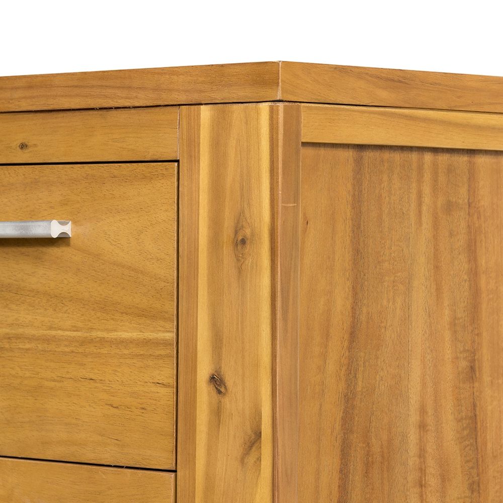 Natural Wood Nightstand with Smooth Glide Drawer - Brown