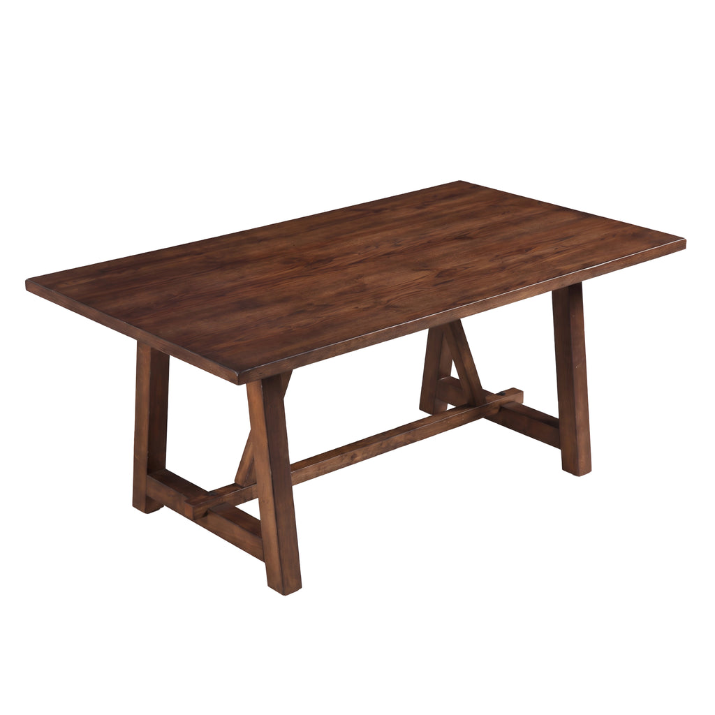 Farmhouse Style Dark Dining Table with Trestle Design - Dark Finish