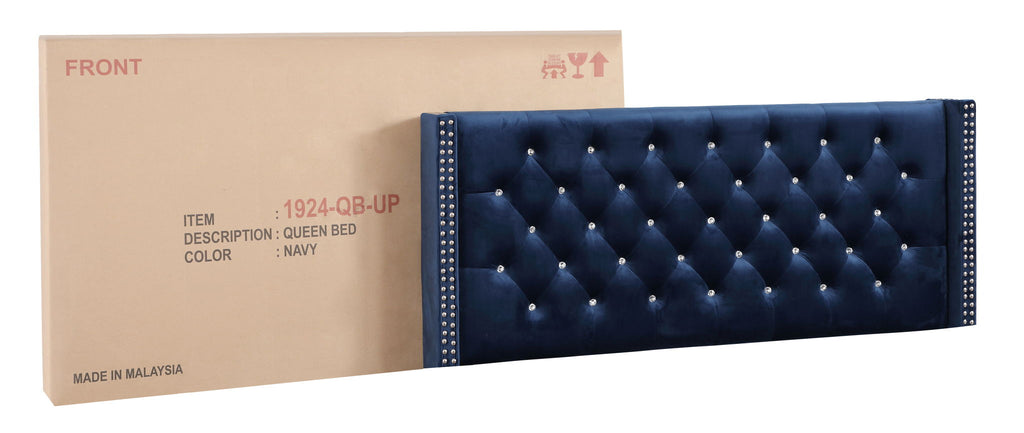 Upholstered Nailhead Trim Chic Bed with Tufted Headboard - Multiple Colors