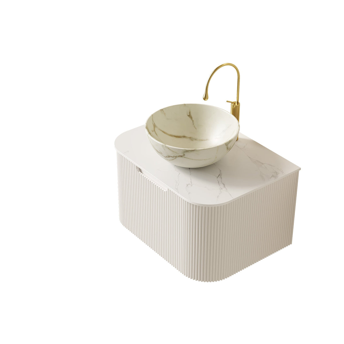 DINA 24" Bathroom Vanity & Sink with Floating Curved Edges - Multiple Finishes