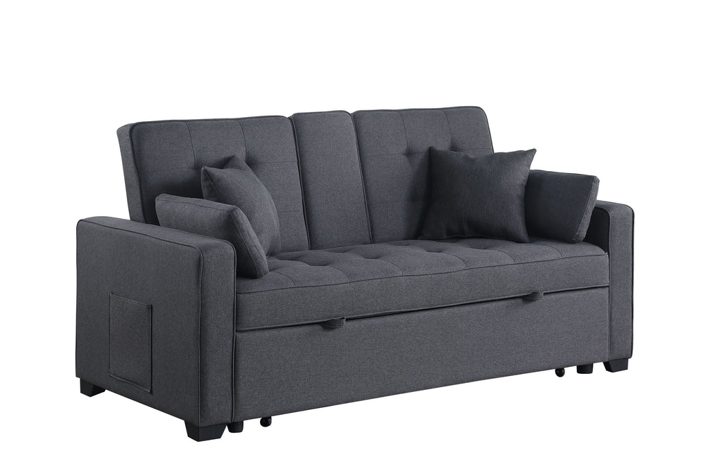 Convertible Sleeper Loveseat with Cup Holder & Charging Ports - Dark Gray