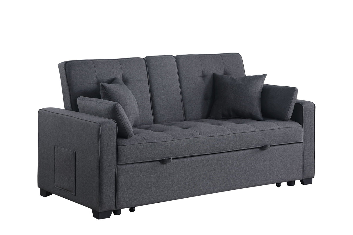 Convertible Sleeper Loveseat with Cup Holder & Charging Ports - Dark Gray