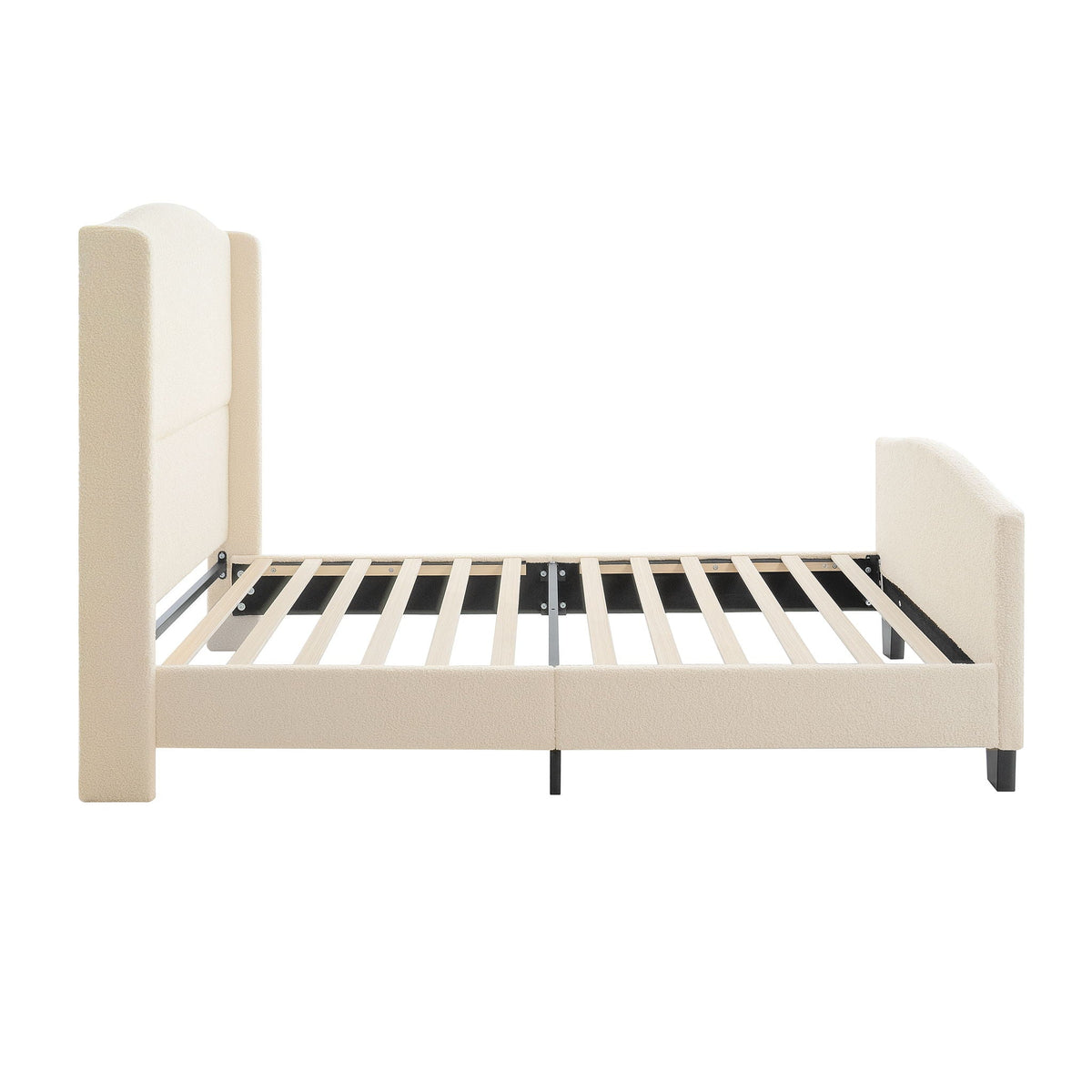 Platform Bed Frame with Tall Headboard and High Footboard - White or Gray