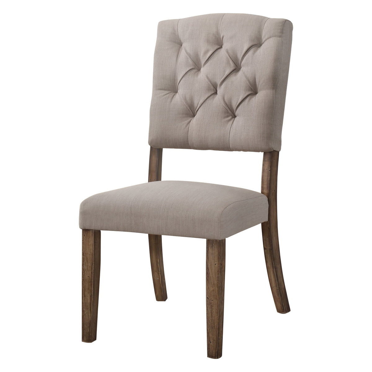 Weathered Side Chair Set with Button Tufting - Dark Brown or Dark Gray