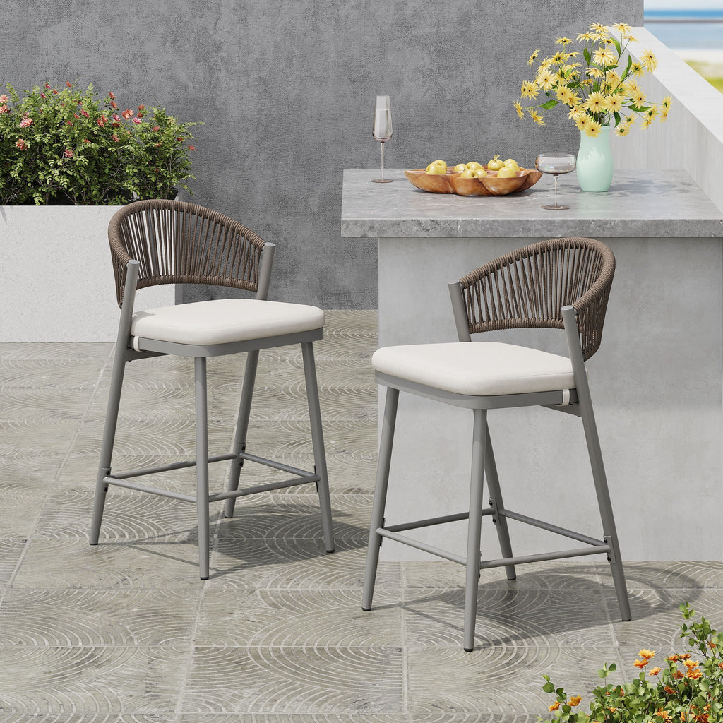 Outdoor 26" Counter Height Metal Frame Counter Stools