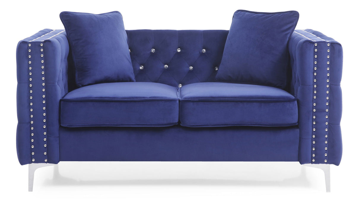 Elegant Track Arm Loveseat with Tufted Micro Suede - Multiple Colors