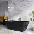 67 Inch Freestanding Solid Surface Soaking Bathtub with Matte Finish - White+Walnut or Black