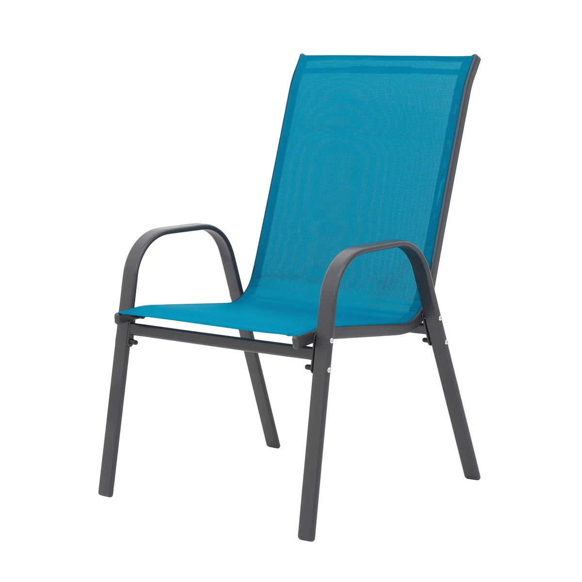 6-Piece Patio Chairs Set with High Backrest and Armrests - Blue