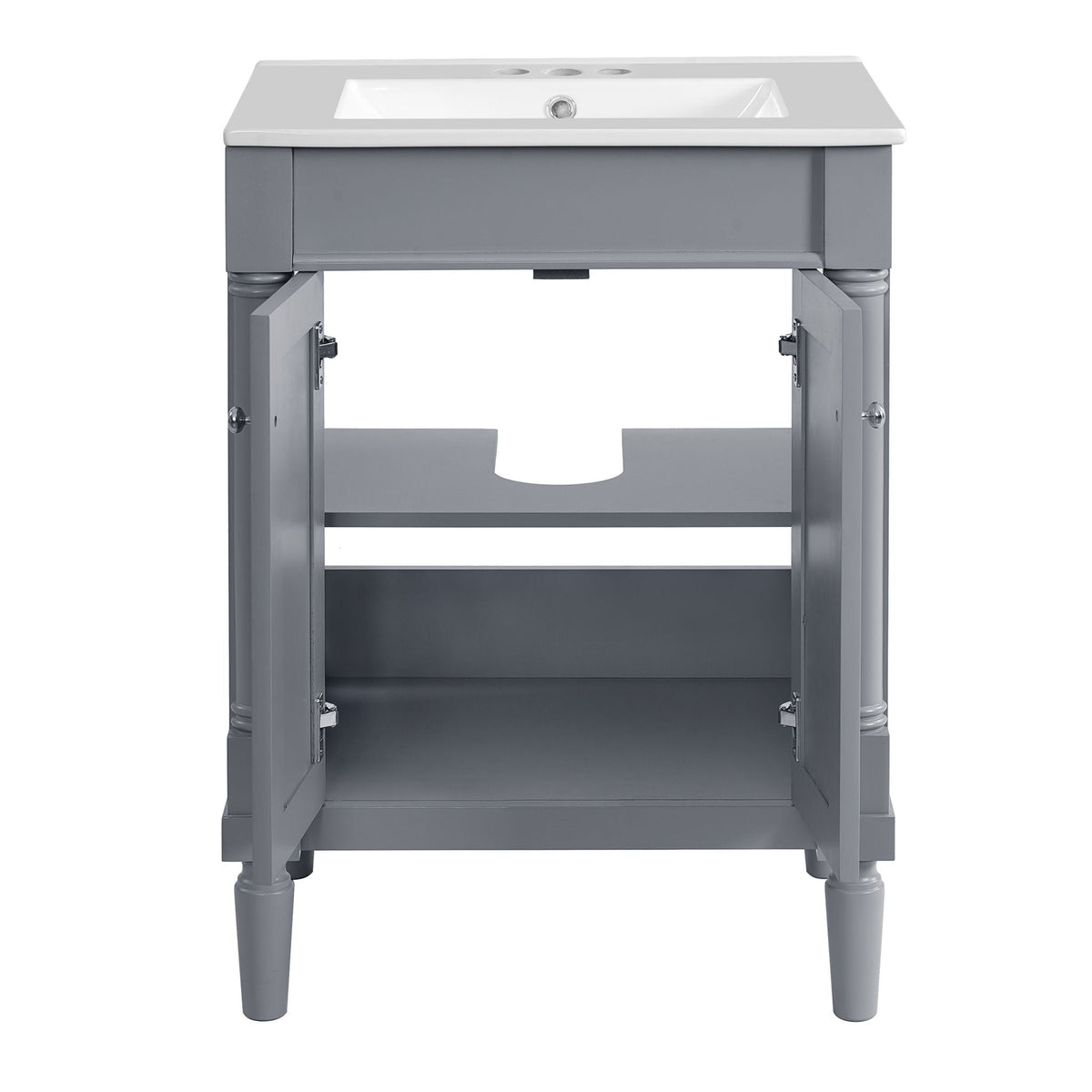 Bathroom Vanity With Top Sink and Two-Tier Storage Cabinet - Multiple Colors