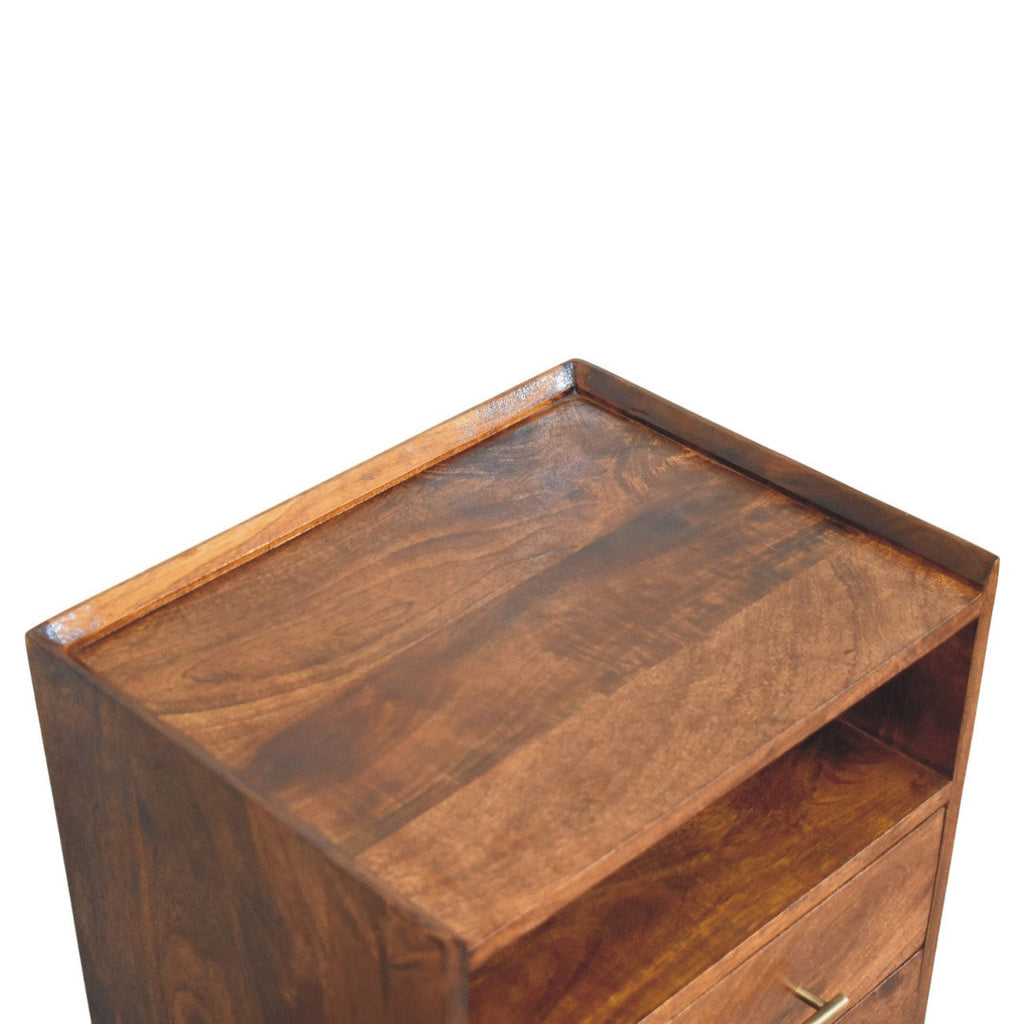 Solid Wood Nightstand with Chestnut Finish - Camden Mango Bedside Table