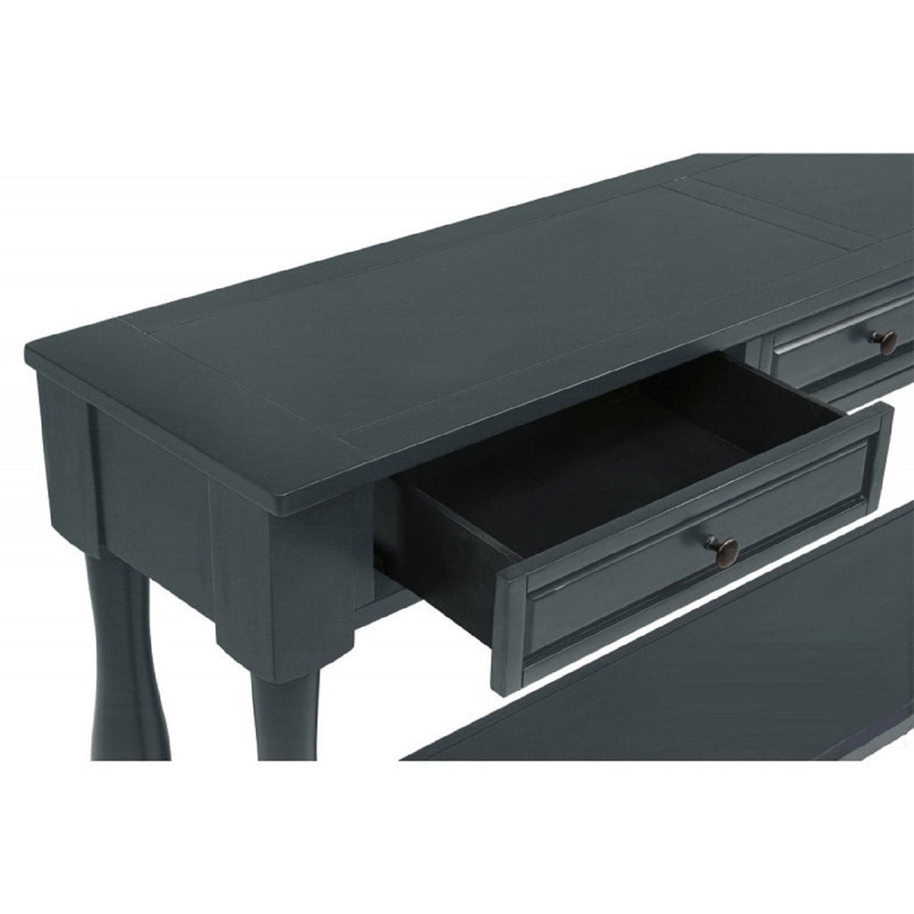 Long Console Table with Drawers and Shelf - Dark Brown or Blue