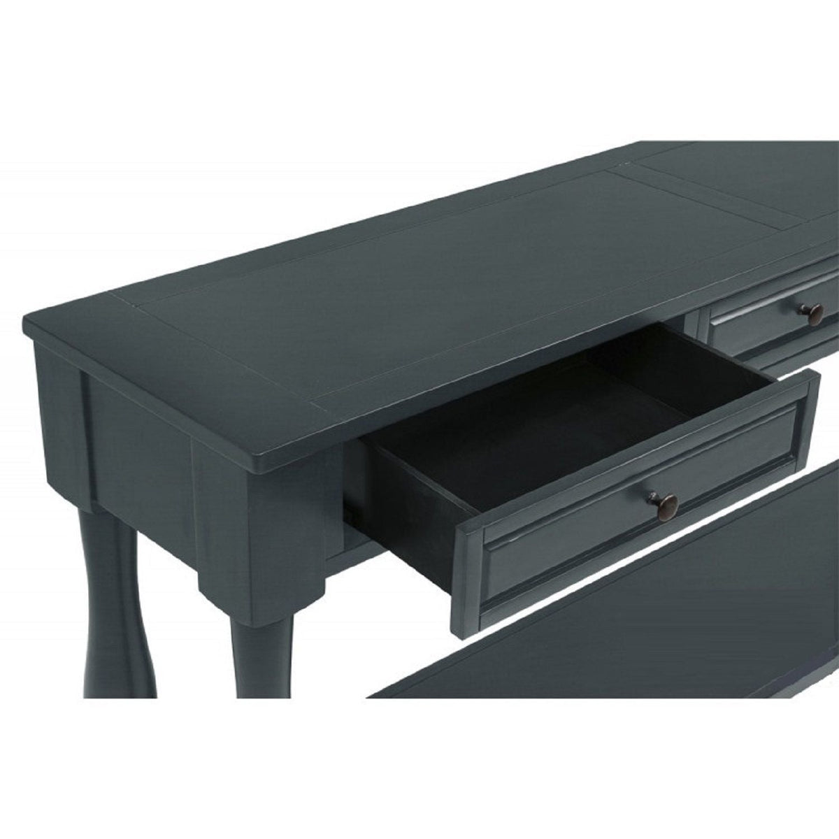 Long Console Table with Drawers and Shelf - Dark Brown or Blue