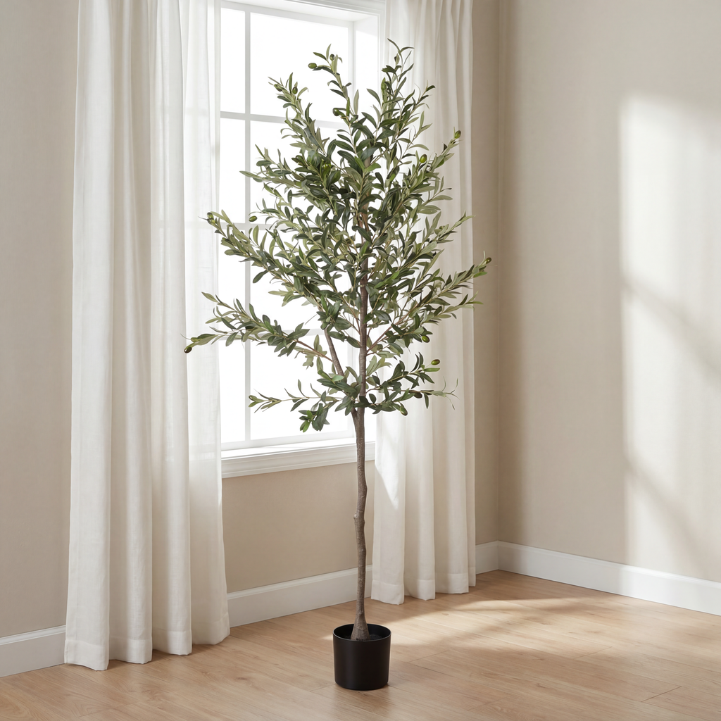 6FT Artificial Olive Tree with Realistic Detail - Green