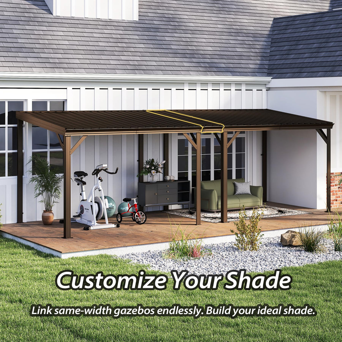Gazebo Connector Kit for 12ft Width Wall-Mounted Gazebos with Durable Steel