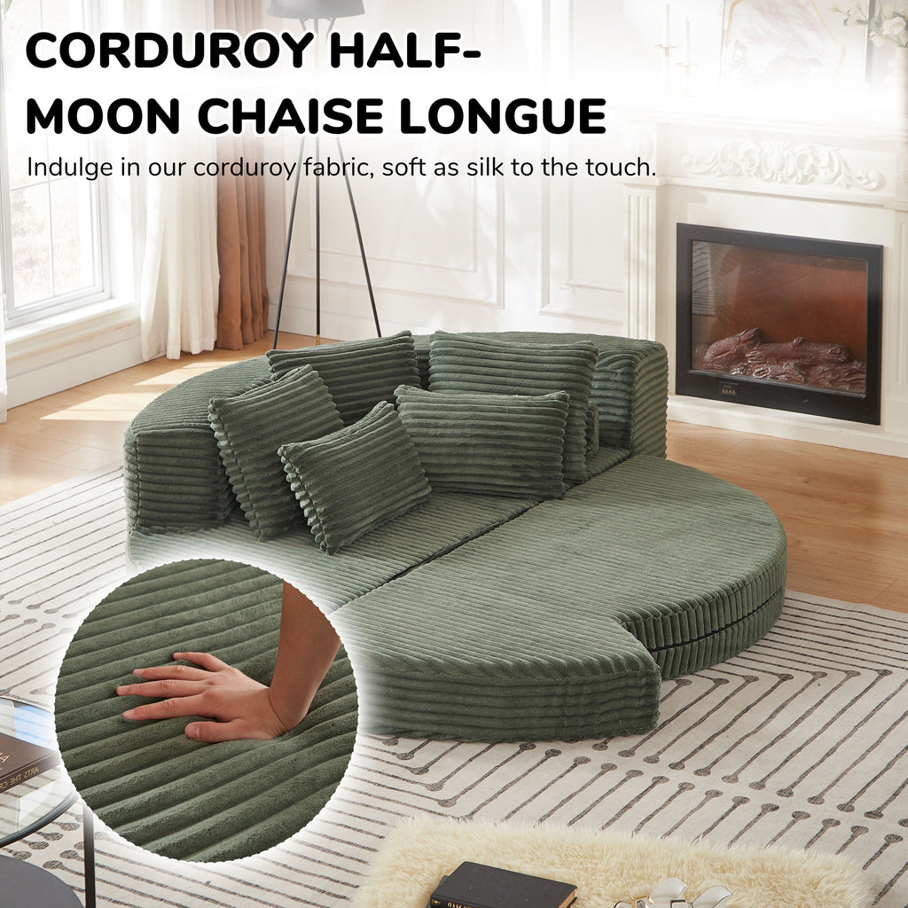 Semi Circular 2-in-1 Sofa Bed with Neck Pillow and Throw Pillows – Multiple Colors