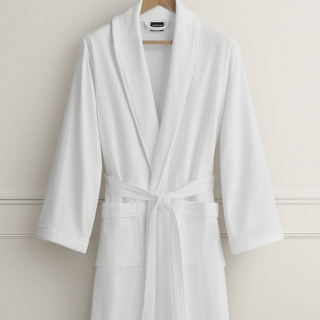 One Size Luxury Bath Robe with Soft Cotton - White
