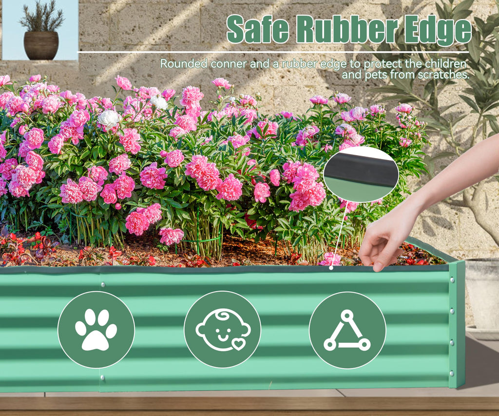 Galvanized Raised Garden Bed with Durable Steel Construction - Green or Gray
