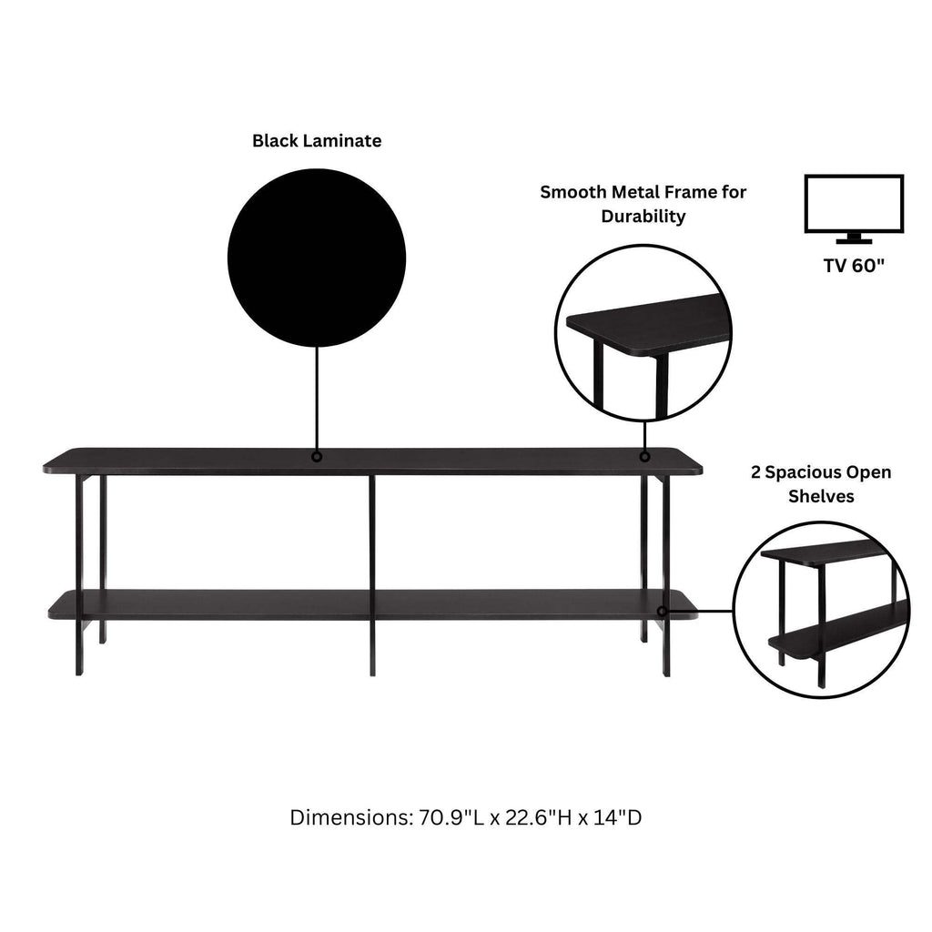 Celine 2 Shelf Console Table with Durable Construction - Gray, White, Black