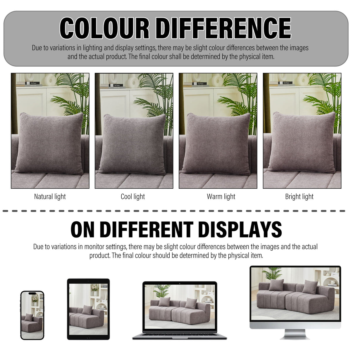 Modular Sectional Sofa with 2 Pillows – Symmetrical Design