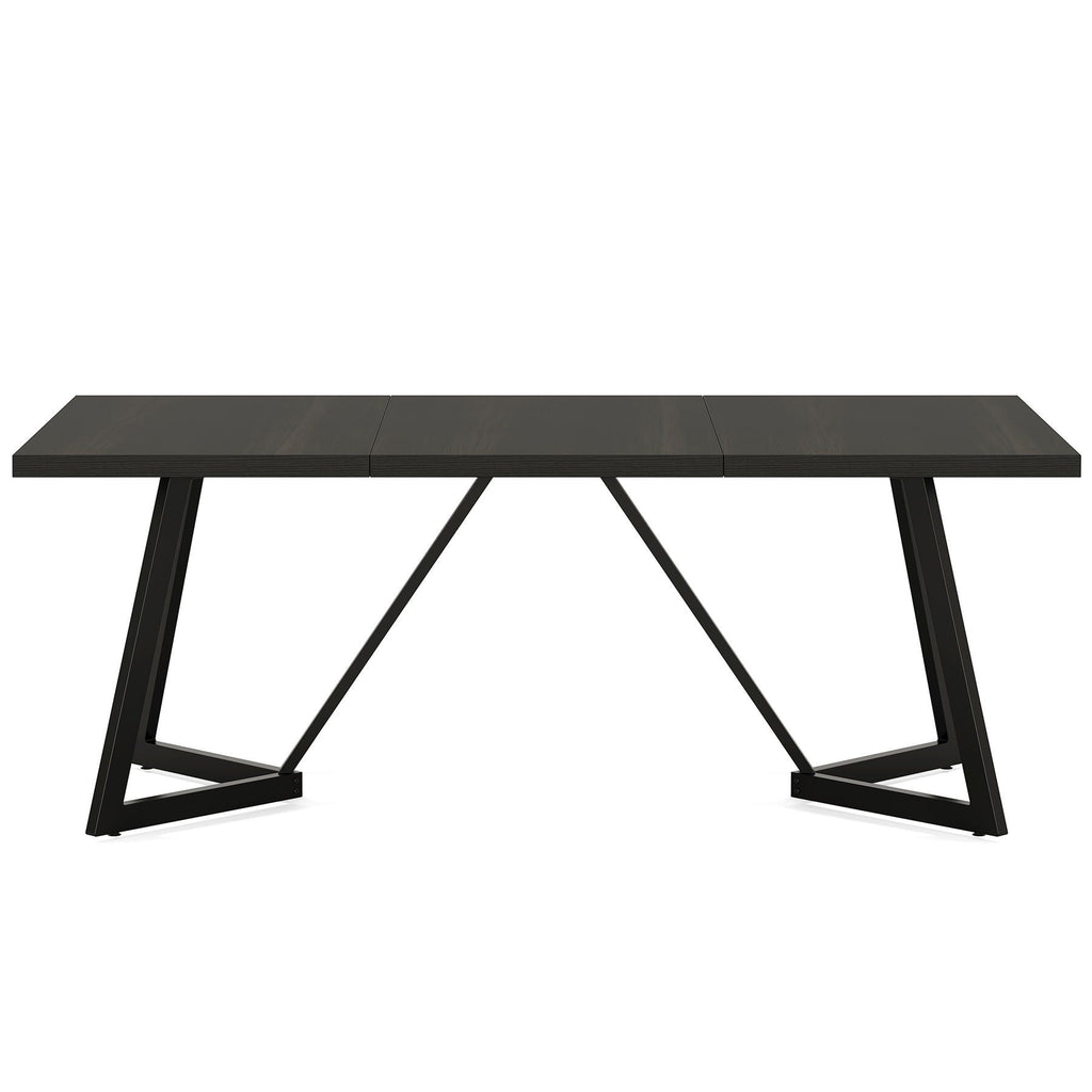 Rectangular Dining Table for 6-8 People with Durable Steel Frame - Black