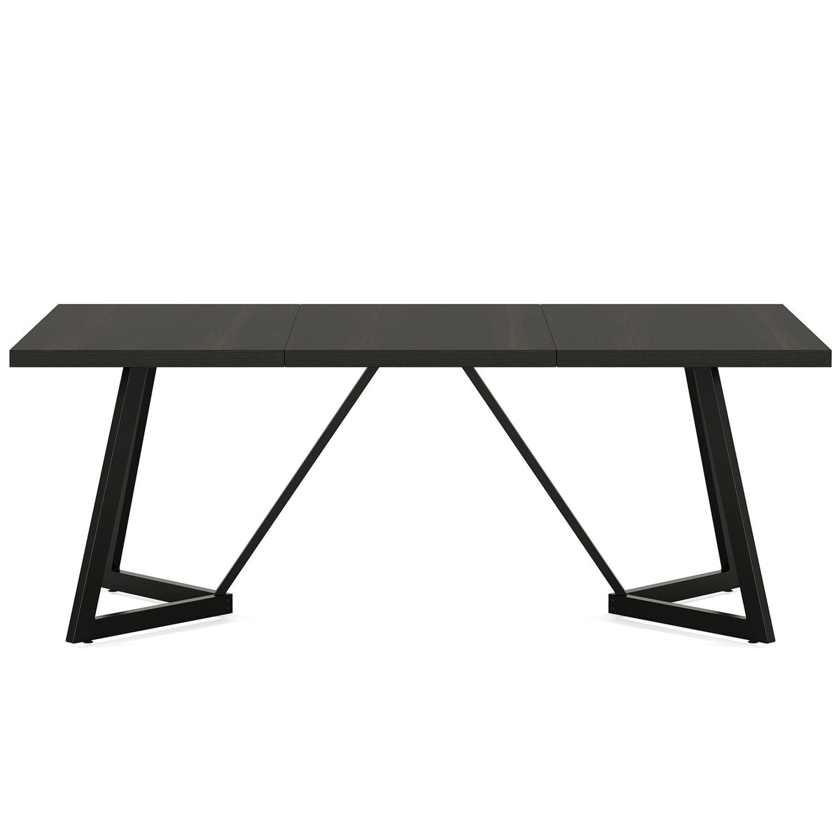 Rectangular Dining Table for 6-8 People with Durable Steel Frame - Black