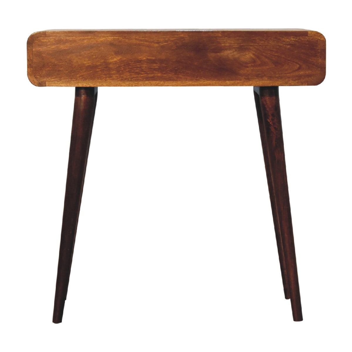 Solid Wood Chestnut Hallway Table with Nordic Legs - 2 Drawers