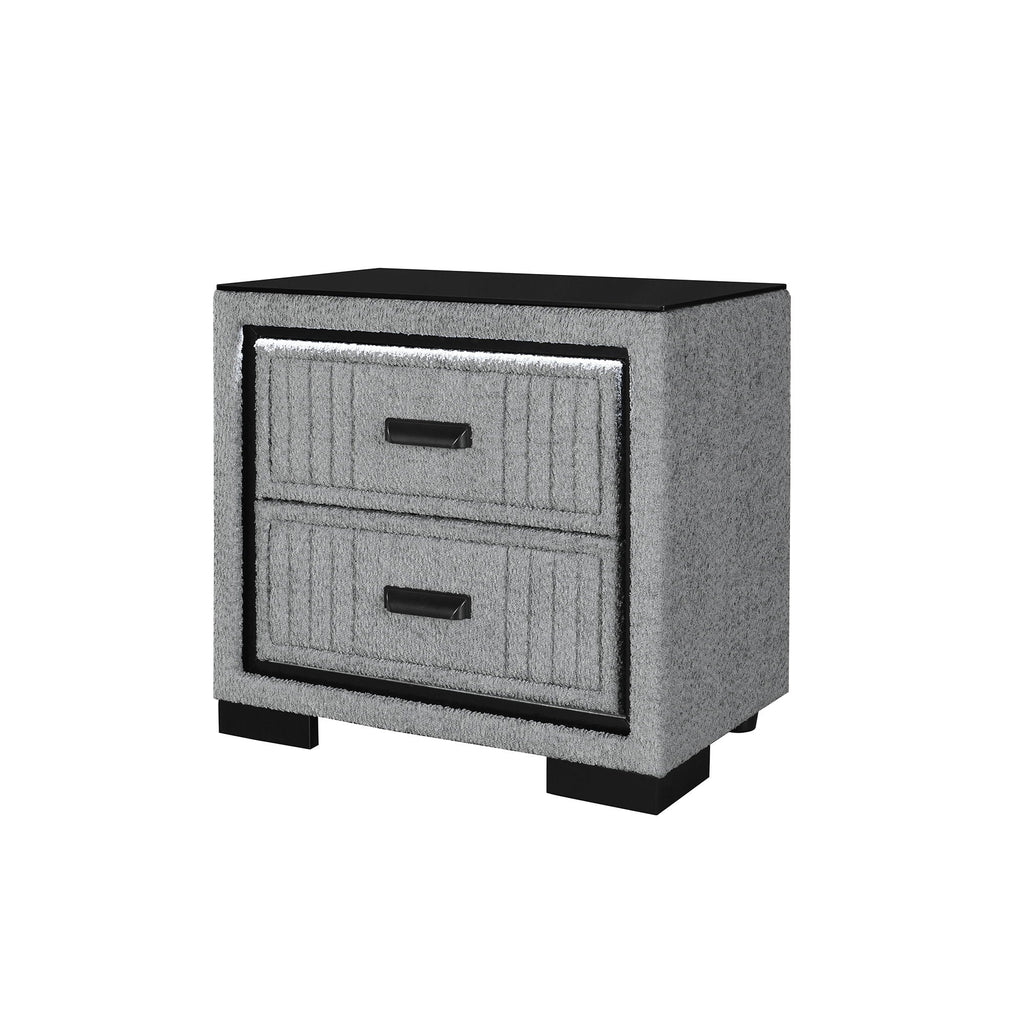 Upholstered Nightstand with LED Light - Dark Gray