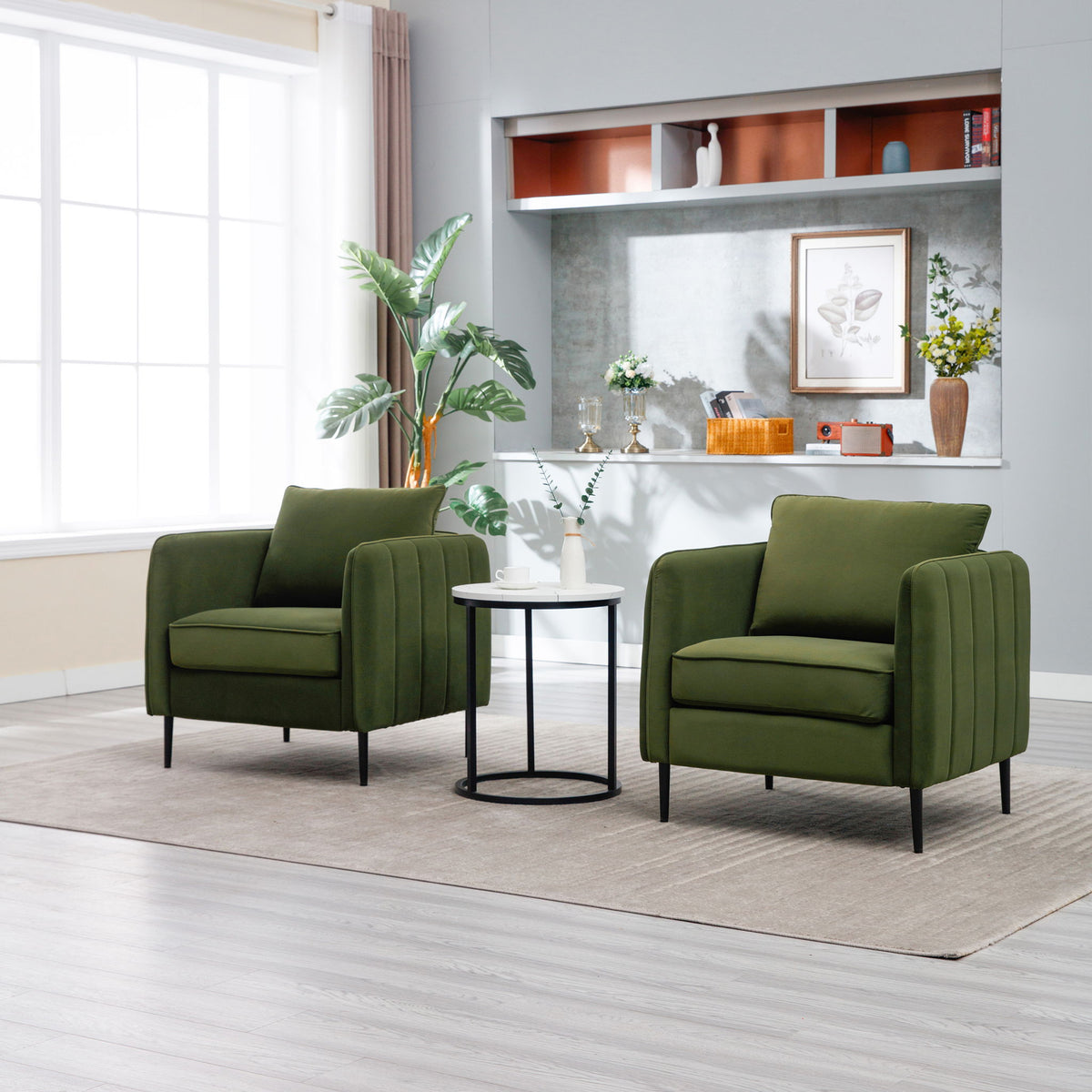 Accent Chair with Removable Pillow - Dark Green or Dark Red
