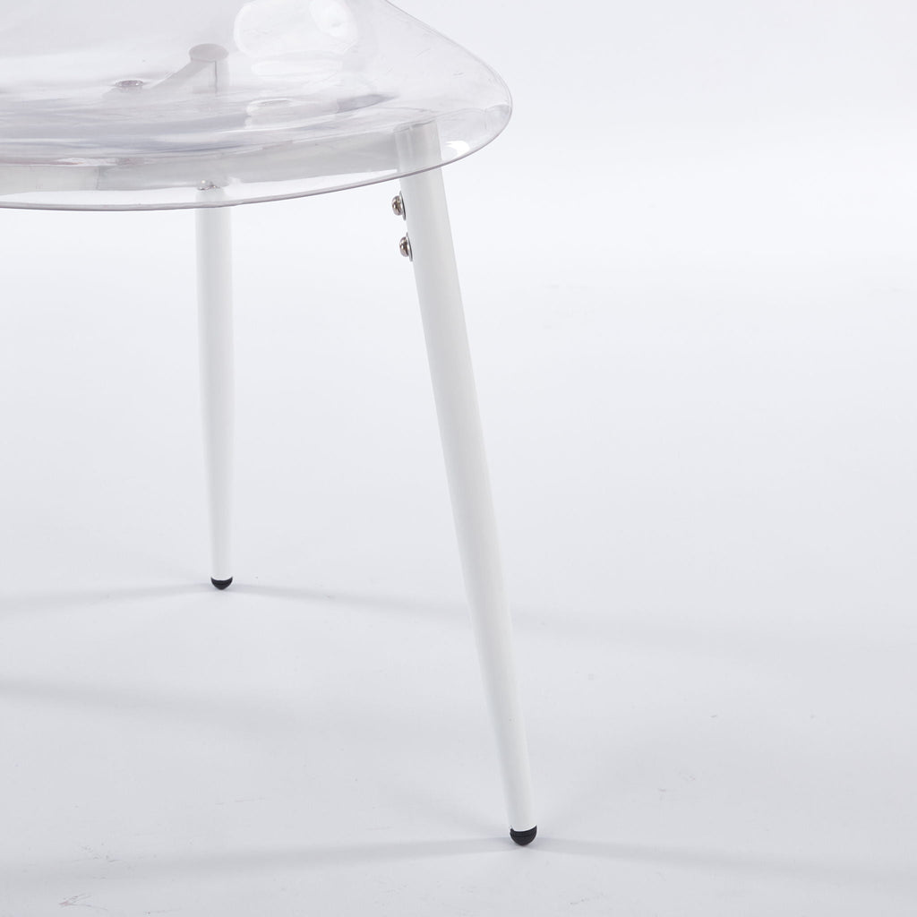 Transparent Dining Chair Set with Contemporary Shell - Matte White